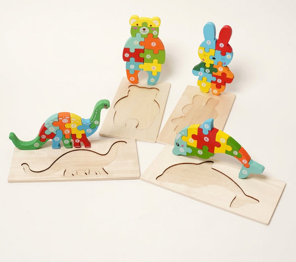 Montessori Wooden Puzzles (4 Pack)