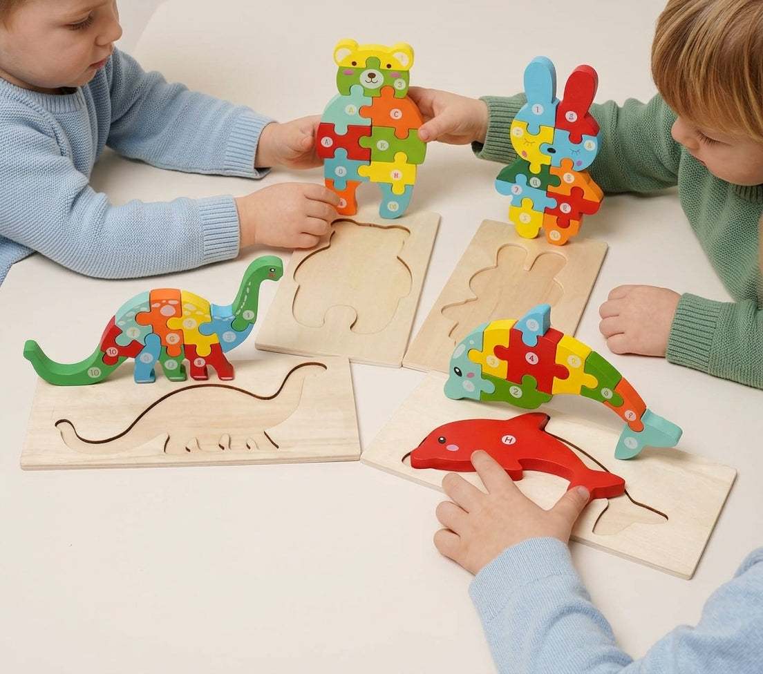 Montessori Wooden Puzzles (4 Pack)